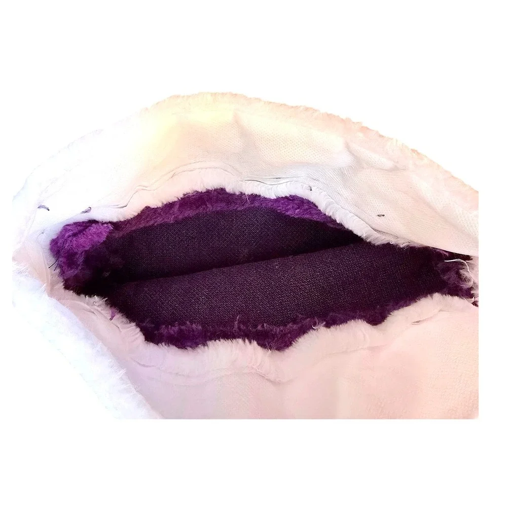 NWOT Purple Fuzzy Unisex Santa Hat‎ White Trim Pom Pom Holiday Costume Accessory